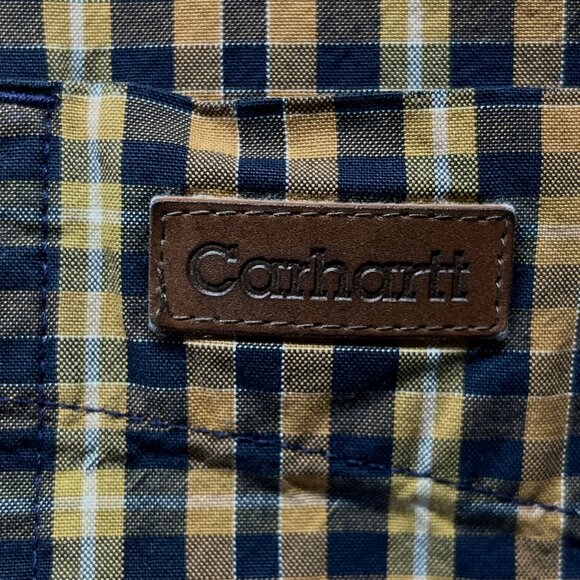 Carhartt Button Down Shirt Chest Pocket Brown Plaid Long Sleeve Collared Size L - Picture 4 of 14